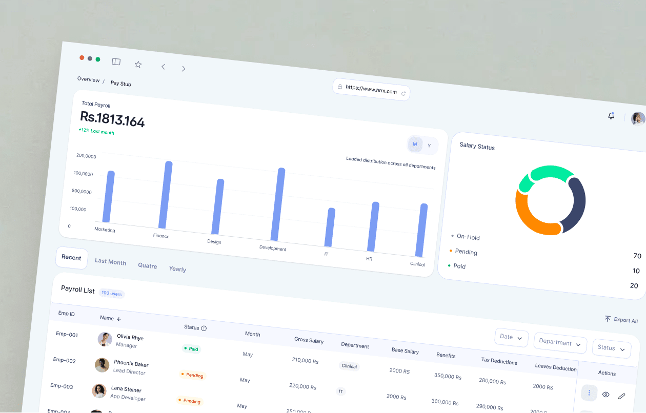 HRM automatic pay stub generation screen
