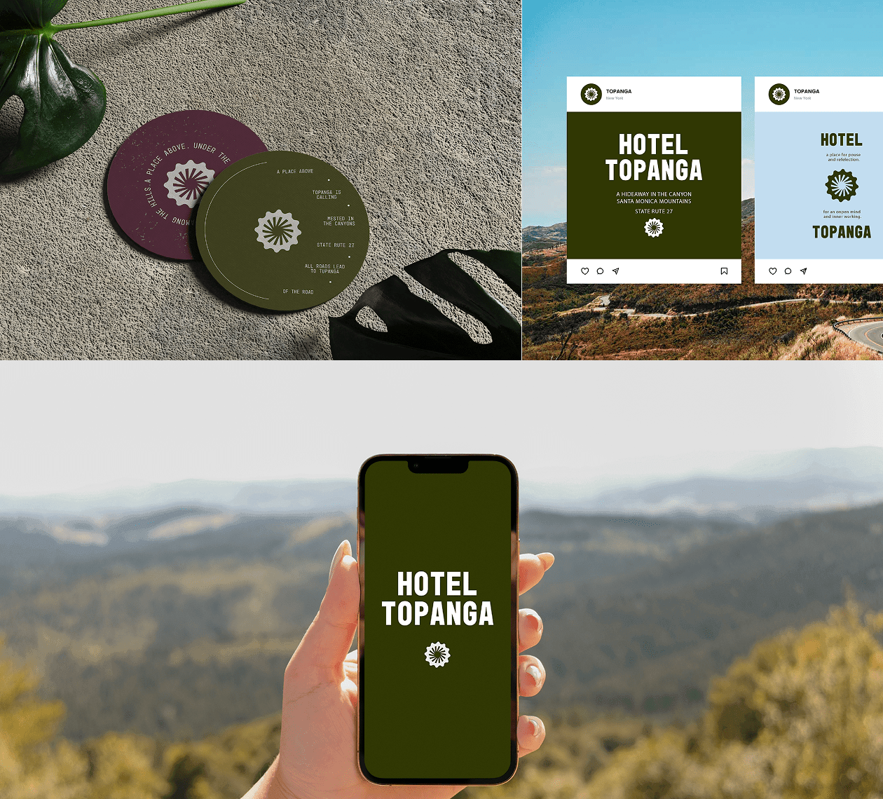 Hotel Topanga-logo on card mockup