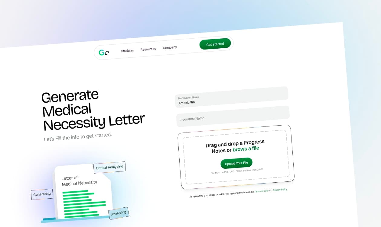 GreenLine letter of medical necessity generation screen