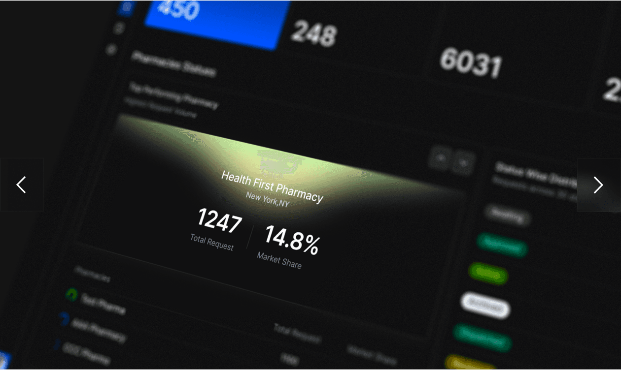 GreenLine dark mode dashboard for prior authorization management